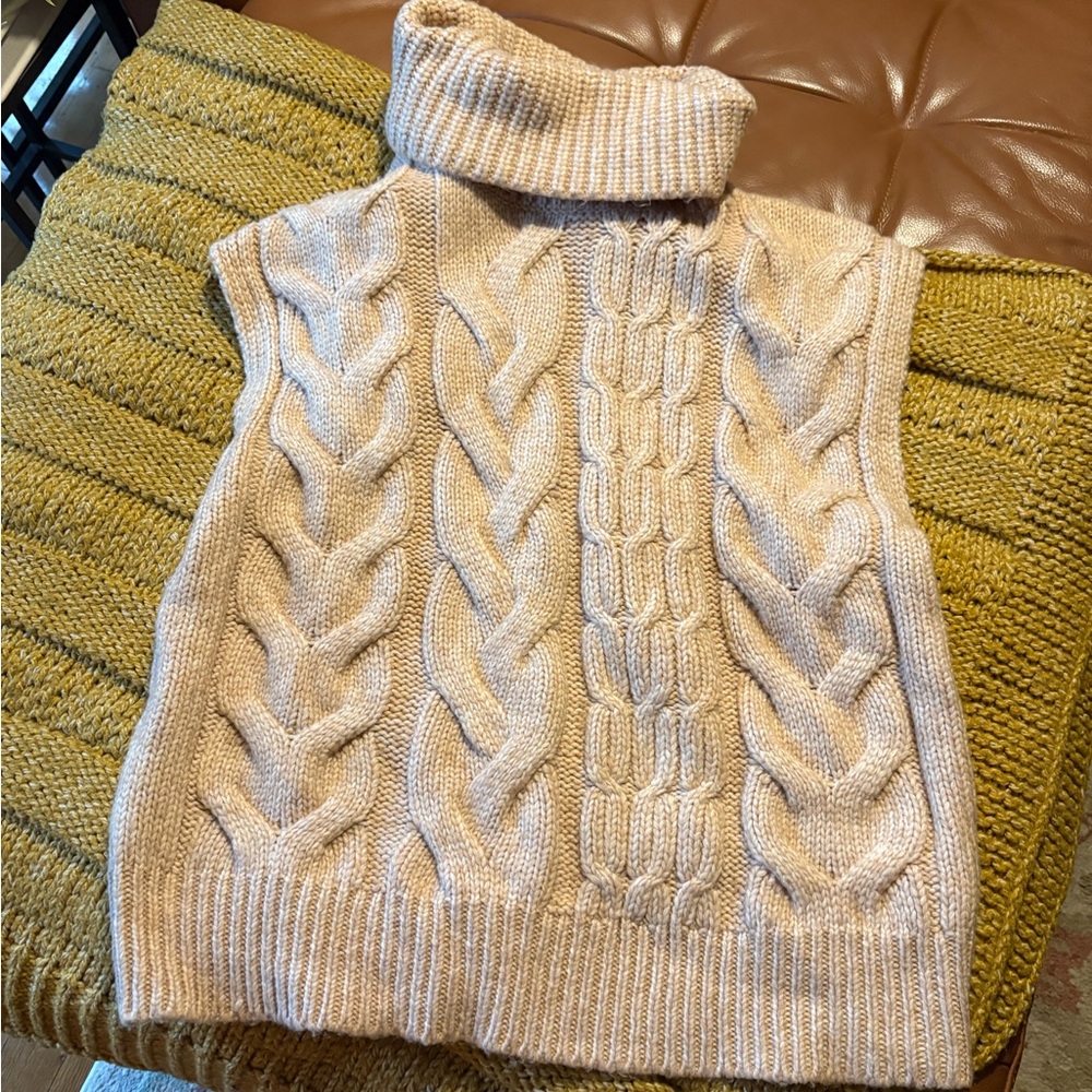 Express Beige Cable Knit Turtleneck Sweater